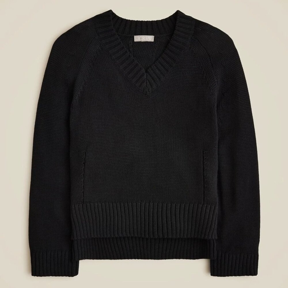 J.Crew Heritage cotton relaxed V-neck sweater XXS NWOT